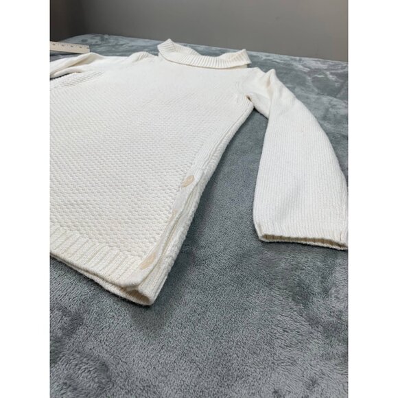 Talbots Sweater Women Medium White Knit Turtleneck Button Side Long Sleeve CN904 - Picture 10 of 11